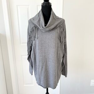 Love  & Legend Cowl Neck Fringe Sweater